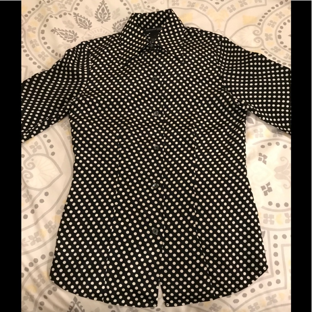 Kenneth Cole Silk Polkadot Blouse - Picture 13 of 16